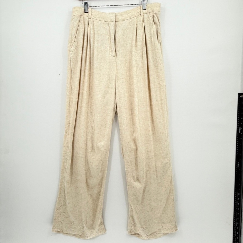 Abercrombie & Fitch Wide Leg Pants Womens 33 16 Long Tan Linen Blend Coastal